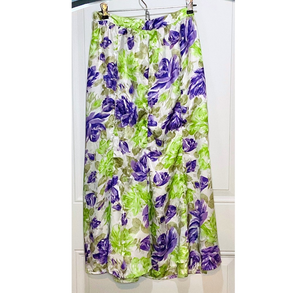 Vintage 70's The strawberry plant Dorothy Schoelen‎ floral skirt 518 sz 12 silky